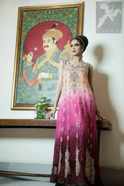 Latest Triple tone heavy embroidered pishwas and churidar 2016