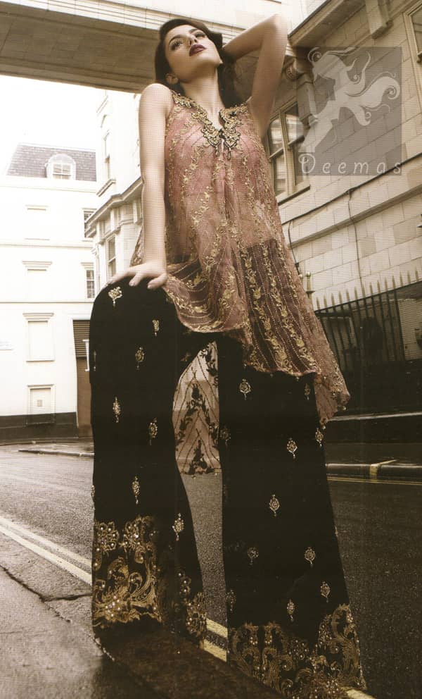 Latest Party Wear Pink Shirt & Embroidered Sharara