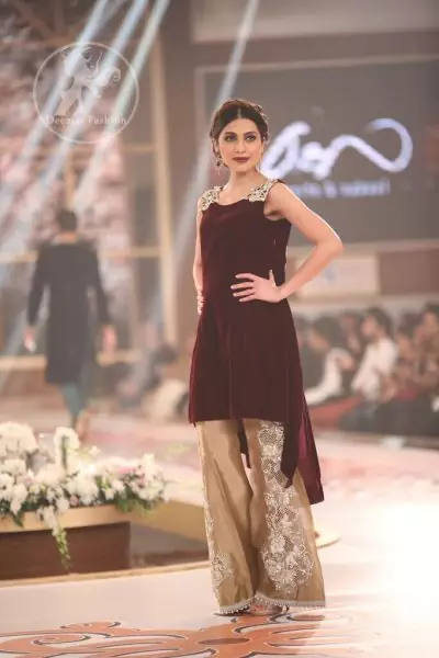 maroon-velvet-top-with-golden-embroidered-bell-bottom-pants