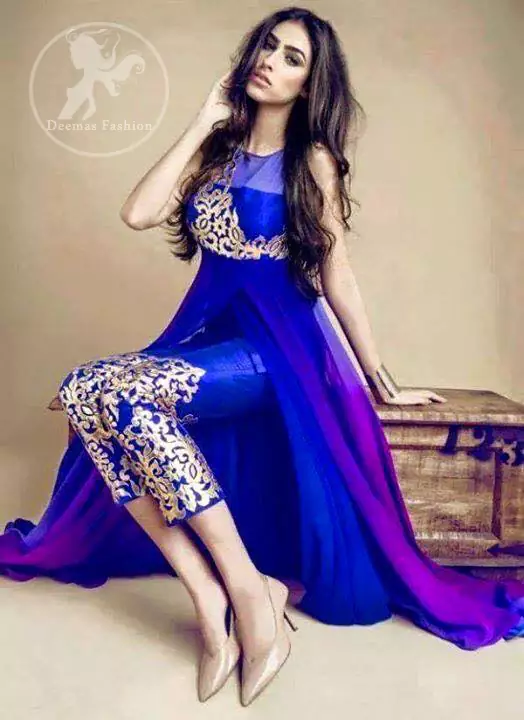 royal-blue-double-layer-frock-with-embroidered-capri
