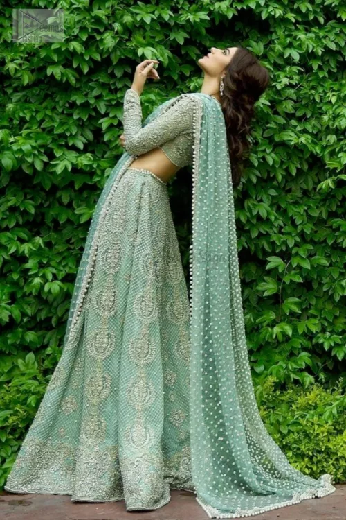 Summer Green Wedding Lehenga Blouse