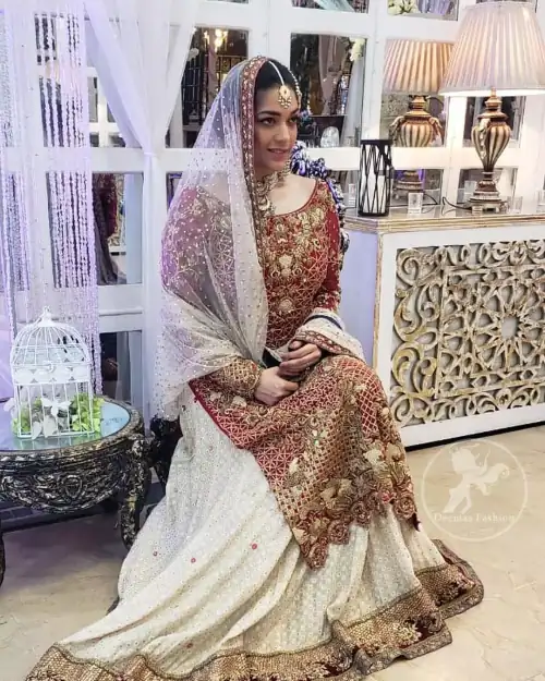 Make a dazzling impression in our zari embroidered copper rust shirt enhanced with intricately embellishmentswith gold and antique gold kora,