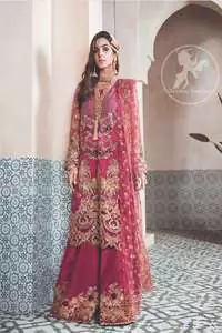 Ferozi Front Open Long Shirt n Inner Maxi Dupatta for Nikah