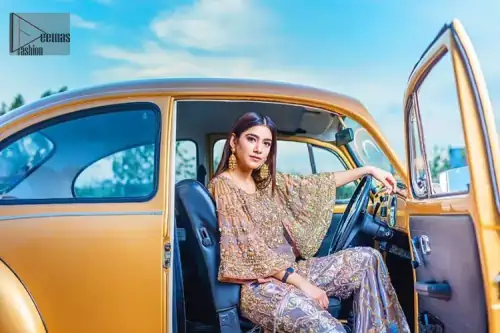 Tradition meets modernity. This outfit is stunningly perfect for any evening ensemble. This dress is beautifully sculptured with floral embroidery,