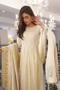 Off White Floor Length Frock Pajama Dupatta