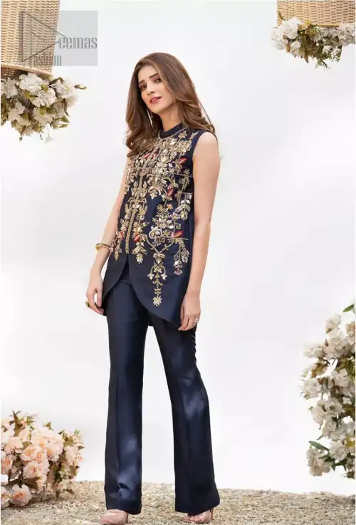 This outfit is timeless beauty. Boost your confidence and style in this glamorous attire accentuated with finest zardozi and thread