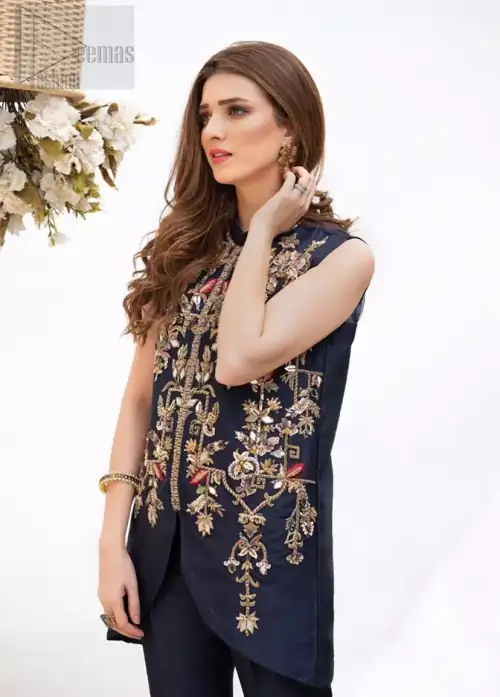 This outfit is timeless beauty. Boost your confidence and style in this glamorous attire accentuated with finest zardozi and thread