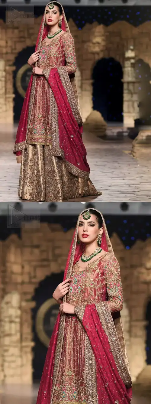 Nothing speaks of femininity and class louder than this outfit. This beautiful dress comes with burgundy A-Line frock with beautiful