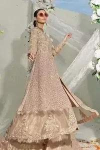 Fawn Front Open Gown Lehenga – Dupatta
