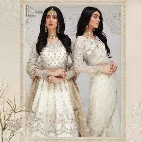 Designed with great expertise, the Ivory Blouse Lehenga is going to set you on a heavenly journey, full of comfort,