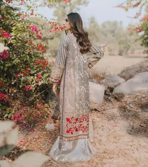 Light Gray Long Shirt Sharara – Dupatta