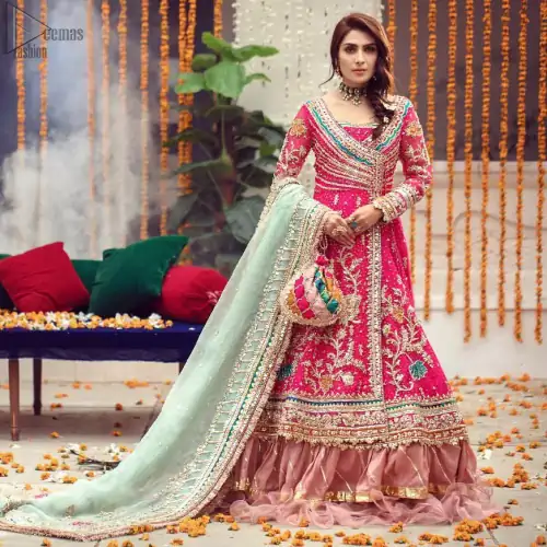 Pink Angrakha Frock – Ruffled Lehenga