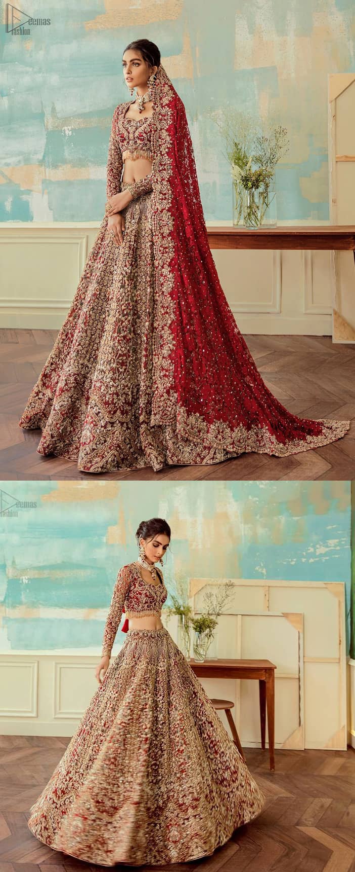 Red Lehenga Blouse – Dupatta