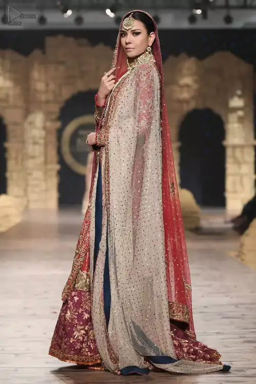 Red Long Shirt Dupatta – Two Tone Farshi Gharara