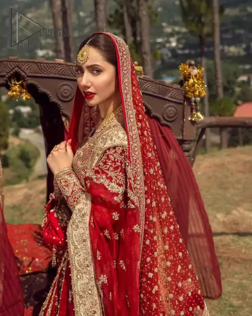 Make your moment memorable by being a dreamy lady in this red can-can lehenga boost with floral motifs. This dreamy
