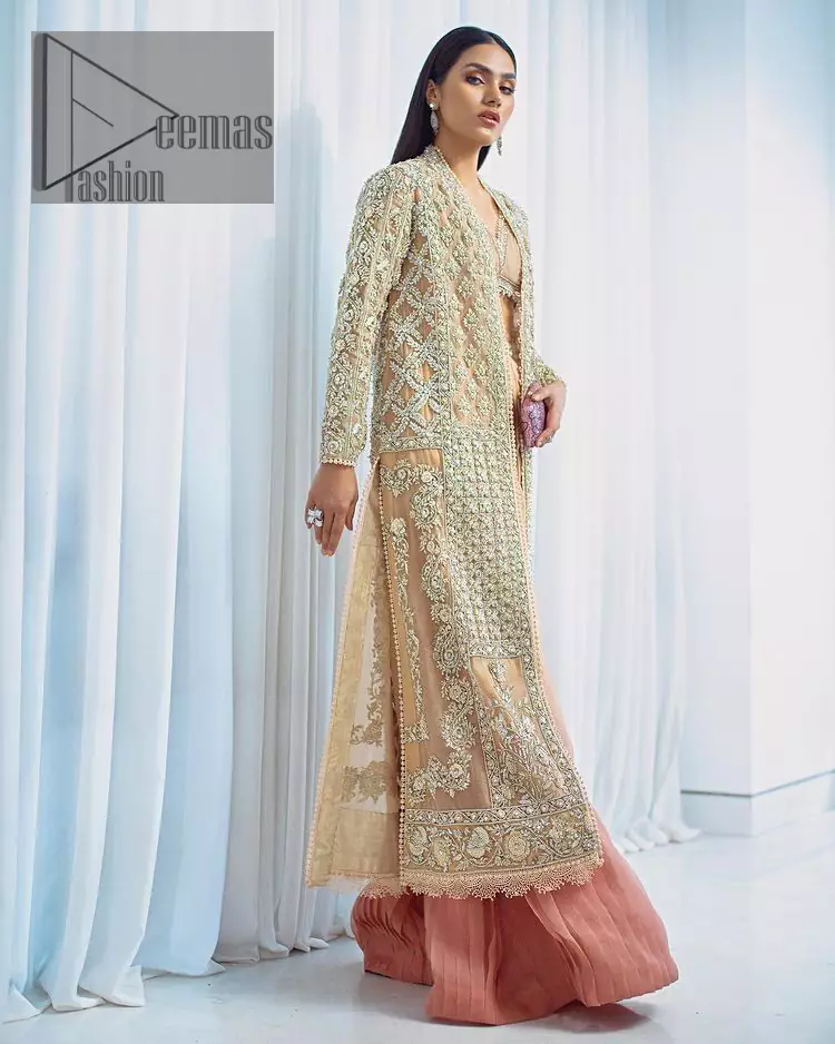 Fawn Long Shirt Blouse - Crushed Two Tone Sharara - Wedding Shop - Wedding  Guest Dresses 2024 - Pakistani Bridal Gowns