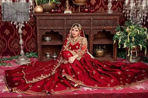 Bride love is in the air! DeemasFashion presents a red shirt rendered with golden embroidery and is enhanced with the