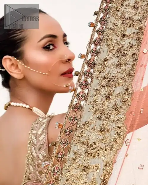 The perfect outfit for walima to enhance your glow. Starting this article with a dream rust blouse having a strap