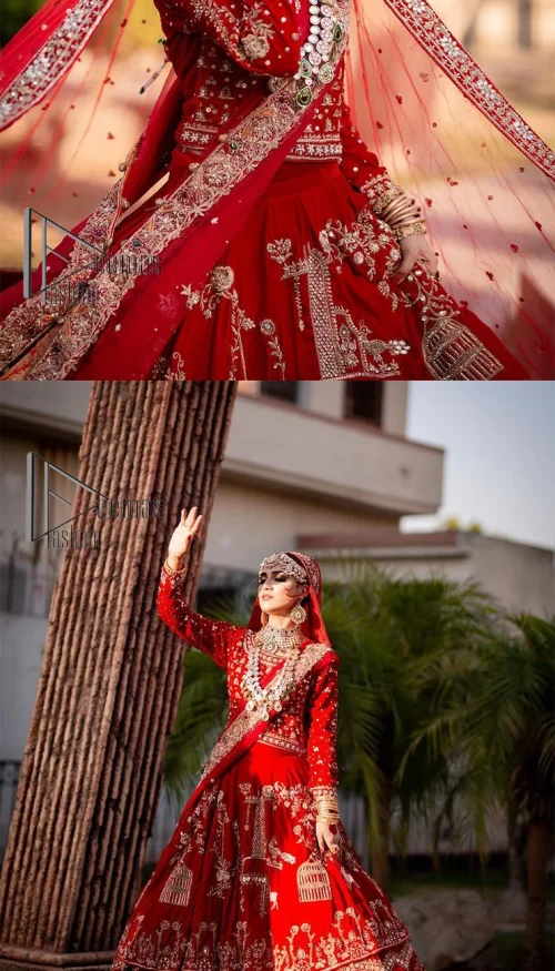 Take off that shyness and wear some deep red reception dress. DeemasFashion presents a very unique reception dress in deep