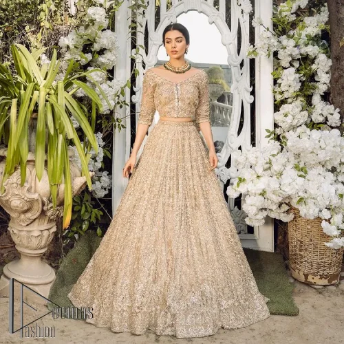 If you are getting married, you need a quality outfit. So, DeemasFashion presents this nikah outfit for you in fawn