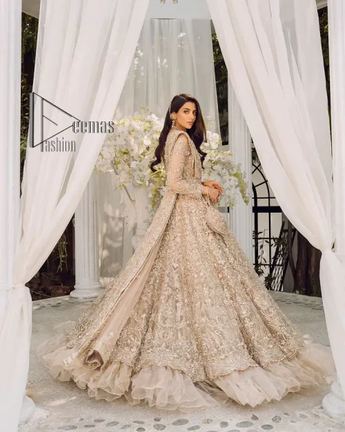 Begin your new life by wearing a dreamy nikah outfit of deemasFashion. Introduce this nikkah outfit with a light fawn