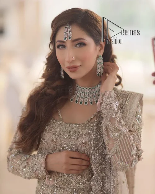 Start your new life by wearing DeemasFashion. Make your moment more memorable with light fawn heavy maxi nikah wear which