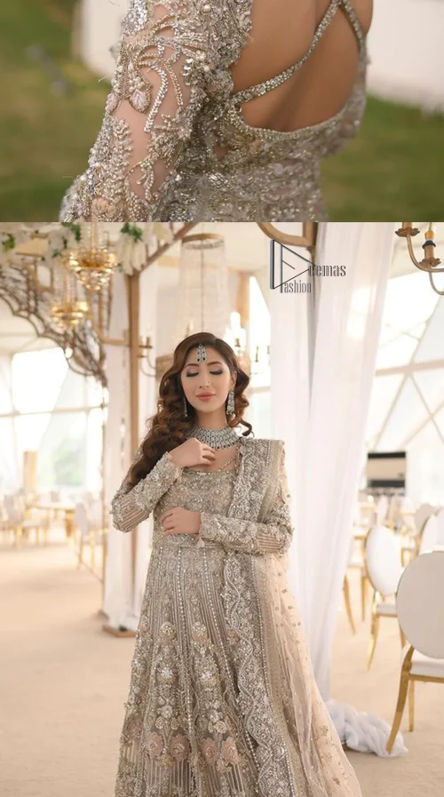 Start your new life by wearing DeemasFashion. Make your moment more memorable with light fawn heavy maxi nikah wear which