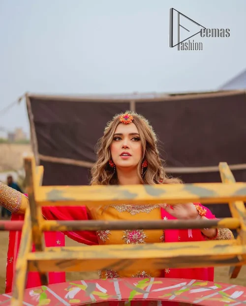 We seek outside the wonders we carry inside us. A mehndi dress in the mustard shirt is enhanced with gorgeous