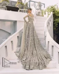 Silver Back Train Flare Maxi – Dupatta - Image 3