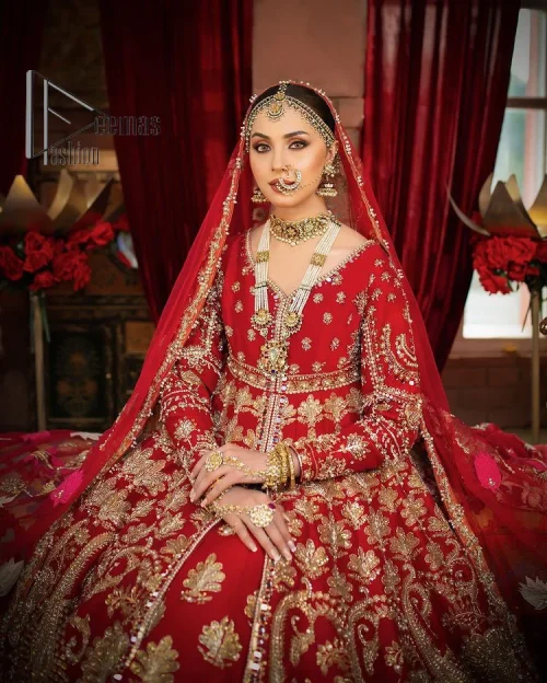 Red is the colour of love. Beating hearts and hungry lips. Red is always associated with Pakistani reception wear. Go