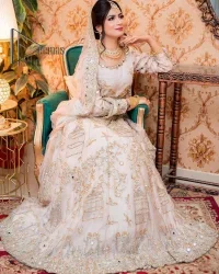 Ivory Flared Heavy Maxi – Dupatta - Image 3