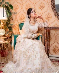 Ivory Flared Heavy Maxi – Dupatta - Image 4