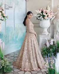 Beige Pishwas – Floor Length Lehenga – Dupatta - Image 2