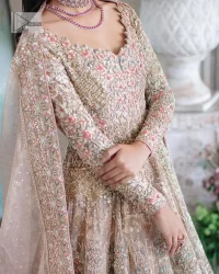 Beige Pishwas – Floor Length Lehenga – Dupatta - Image 3