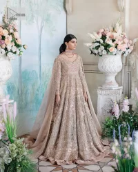Beige Pishwas – Floor Length Lehenga – Dupatta - Image 4