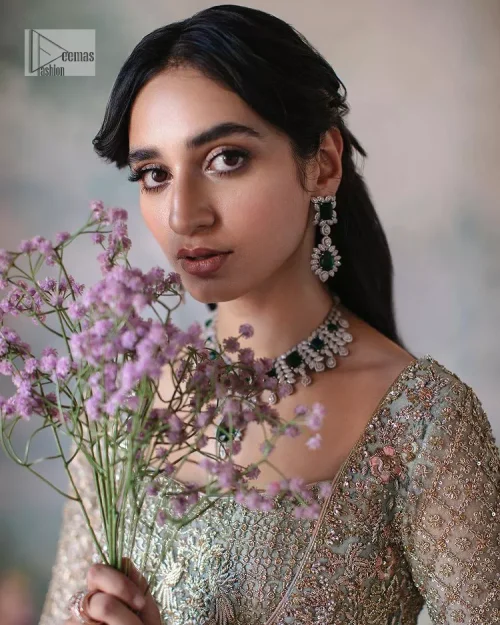 She wears a lilac colour as her wedding dress and looked stunning on her Nikah day. DeemasFashion presents this outfit