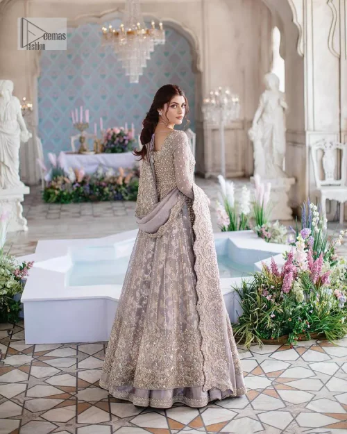 She wears a lilac colour as her wedding dress and looked stunning on her Nikah day. DeemasFashion presents this outfit