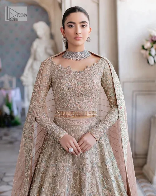 Carry the style that is your dream on your Nikah day with this classy article! A beautiful blouse in nude