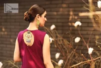 Burgundy Blouse – Front Open Gown n Crushed Skirt - Image 4