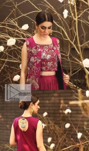 Burgundy Blouse – Front Open Gown n Crushed Skirt - Image 5