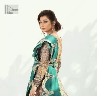 Teal Green Blouse – Heavy Lehenga – Scalloped Dupatta - Image 2