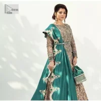 Teal Green Blouse – Heavy Lehenga – Scalloped Dupatta - Image 4