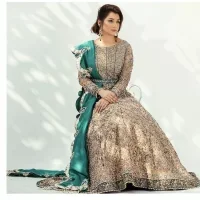 Teal Green Blouse – Heavy Lehenga – Scalloped Dupatta - Image 5