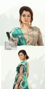 Teal Green Blouse – Heavy Lehenga – Scalloped Dupatta - Image 6
