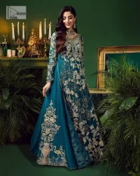 Teal Blue Scalloped Long Shirt – Lehenga n Dupatta - Image 11