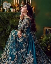 Teal Blue Scalloped Long Shirt – Lehenga n Dupatta - Image 2