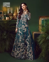 Teal Blue Scalloped Long Shirt – Lehenga n Dupatta - Image 3