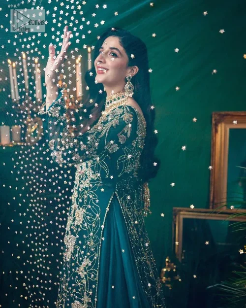 Let the outfit speak for itself! DeemasFashion presents this party wear in teal blue colour. Be a centre of attraction