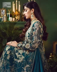 Teal Blue Scalloped Long Shirt – Lehenga n Dupatta - Image 8
