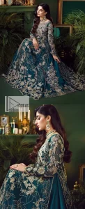 Teal Blue Scalloped Long Shirt – Lehenga n Dupatta - Image 12
